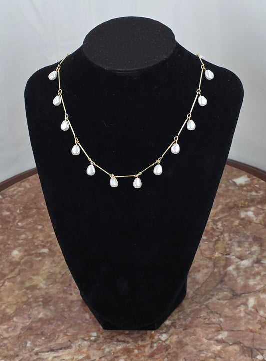 Floating Pearl Drop Necklace