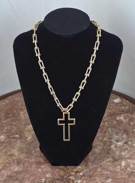 U-Link Cross Pendant Necklace