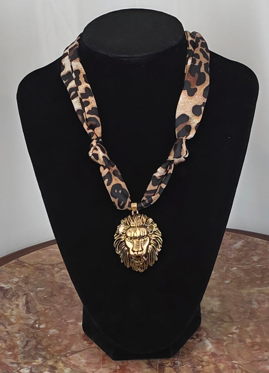 Lion & Leopard Scarf Necklace