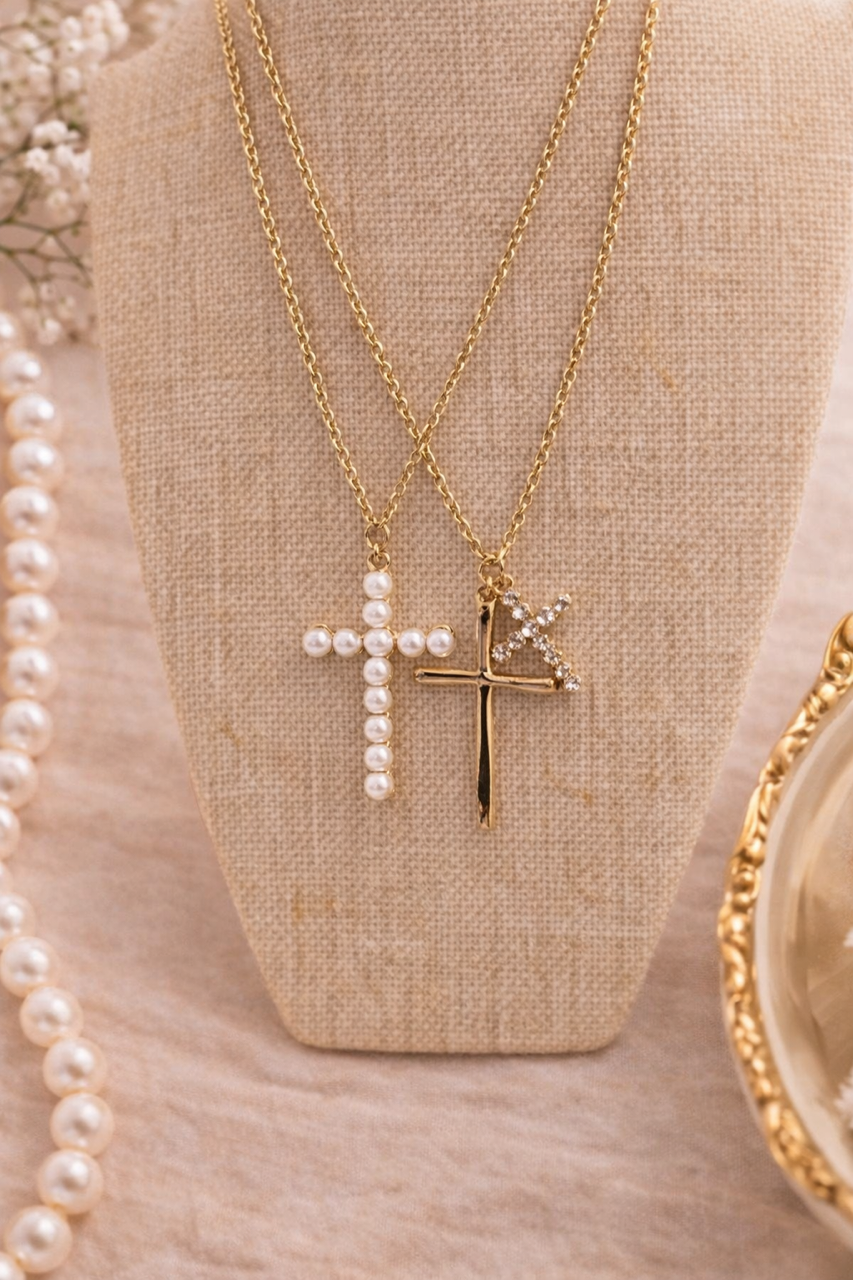 Triple Cross Layered Necklace