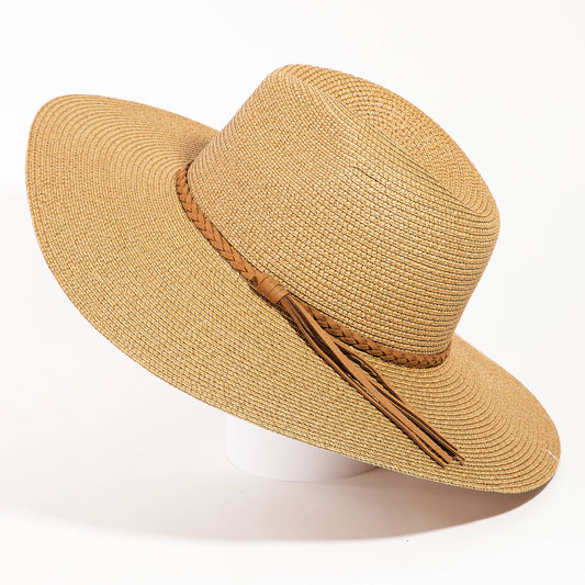 Braided Rope Strap Floppy Brim Sun Hat
