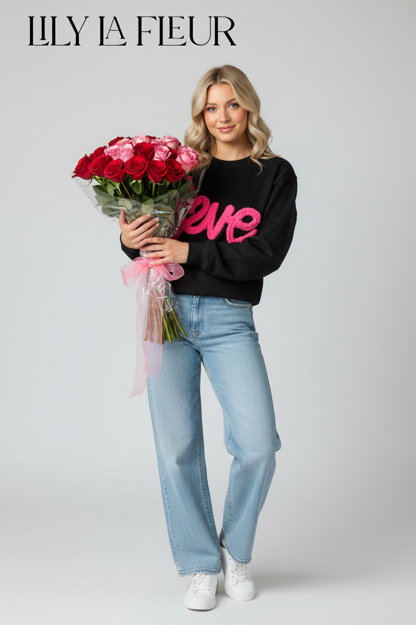 Valentine Chenille Crew - LOVE