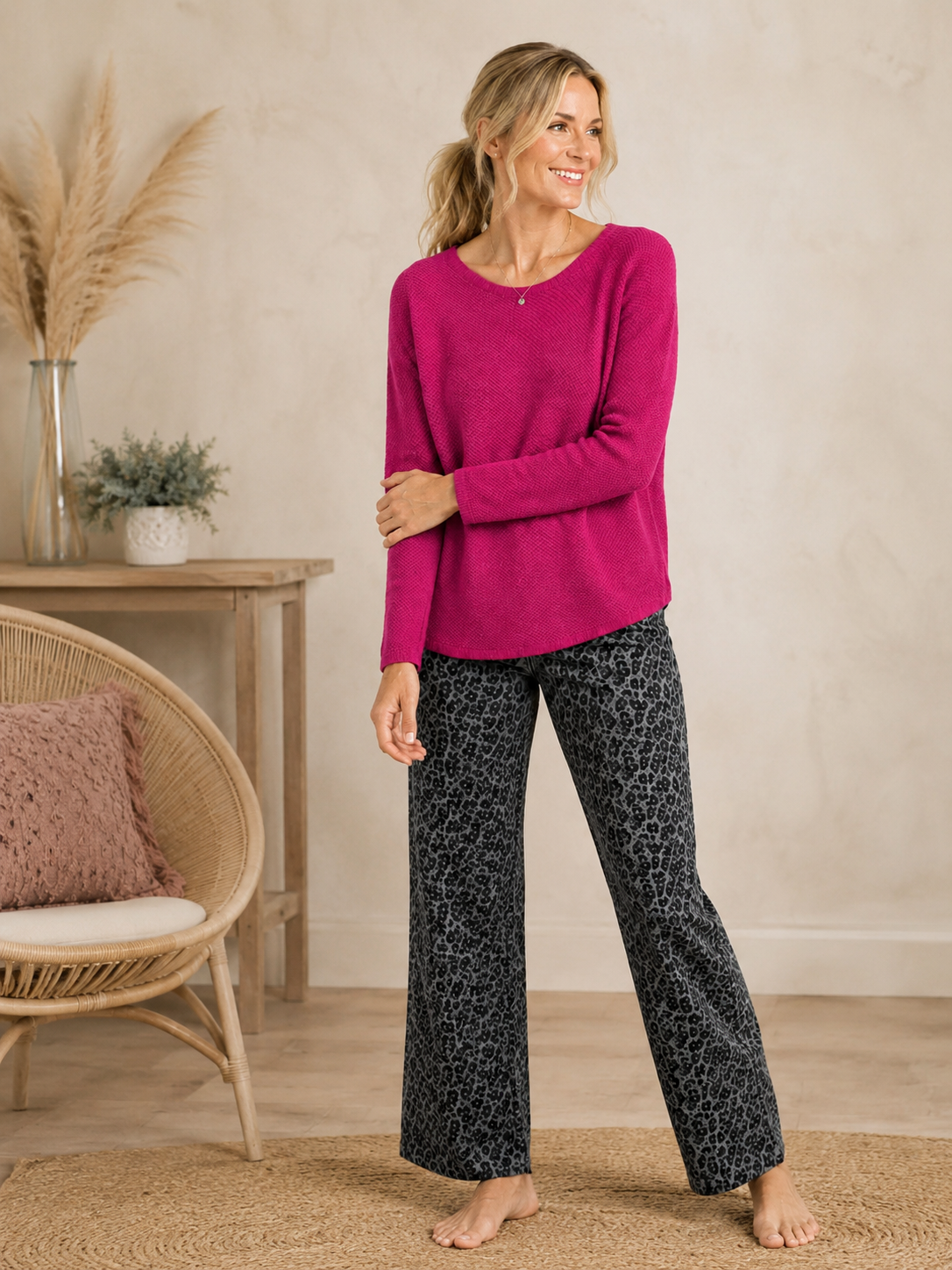 Pink Statement Crew Neck Sweater