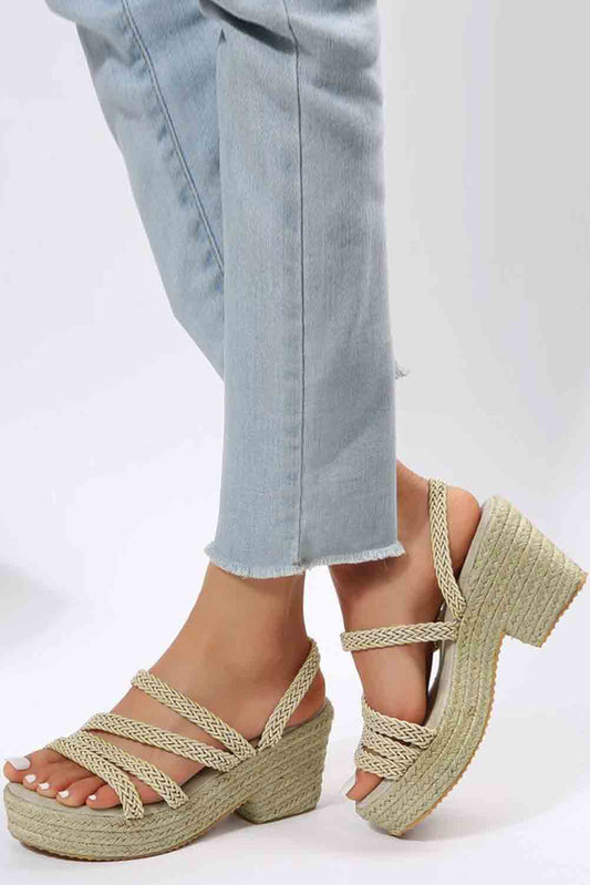 Apricot Braided Straps Slip-On Wedge Sandal