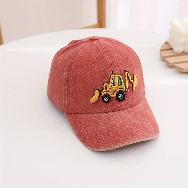 Kids Excavator Embroidered Adjustable Baseball Cap