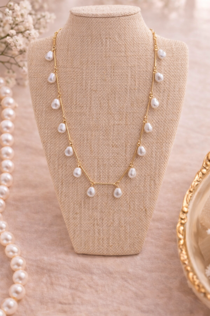 Floating Pearl Drop Necklace