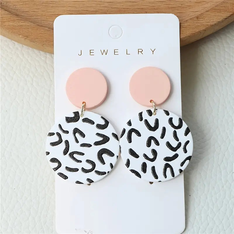 Strange Symbol Pattern Round Dangle Earrings