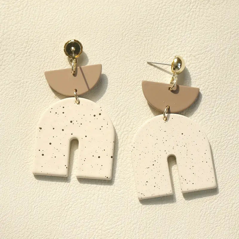 U Shaped Splatter Pattern Dangle Earrings
