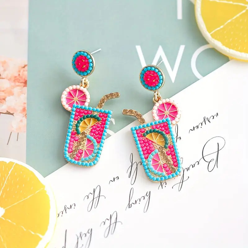 Fruity cocktail dangle earrings
