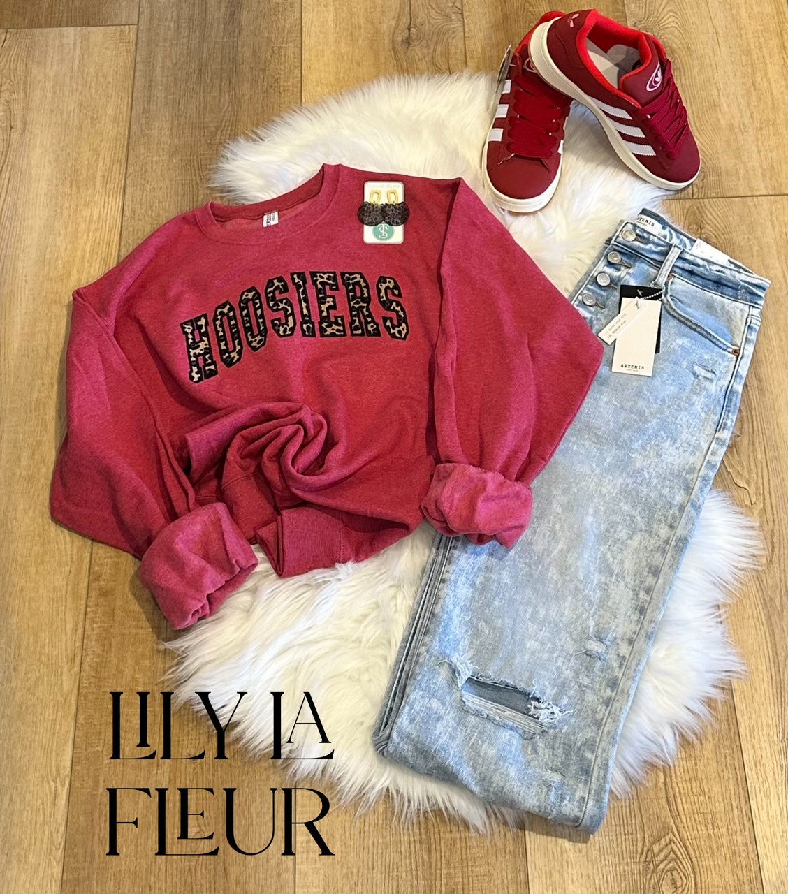 Cheetah Print Hoosiers Graphic Crew - Adult