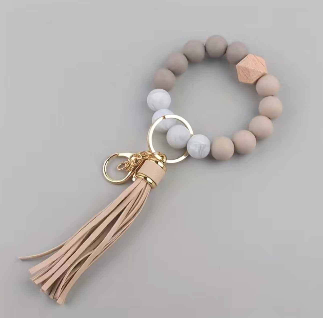 Fashion Silicone Beaded Wristlet Keychain