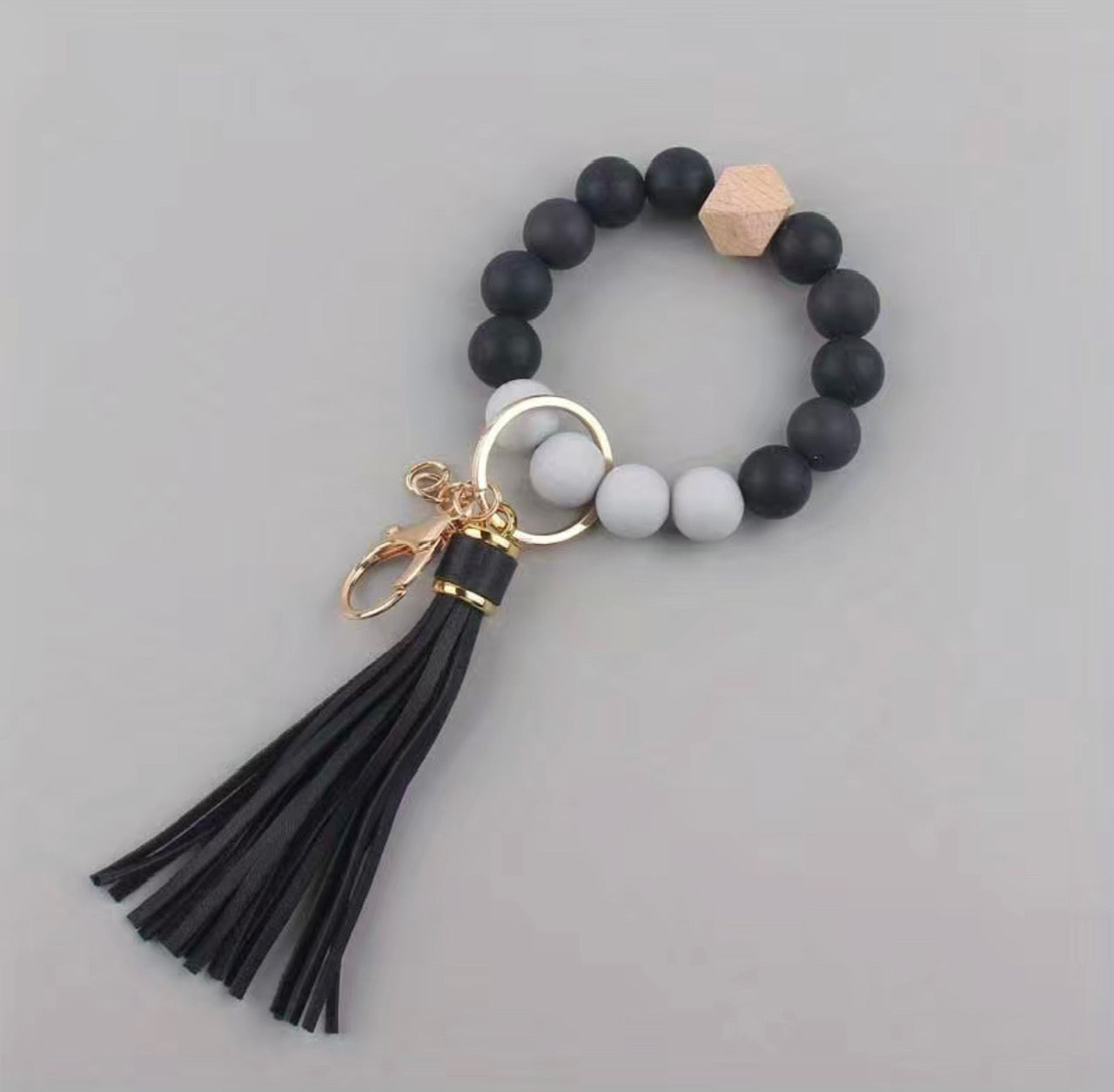 Fashion Silicone Beaded Wristlet Keychain