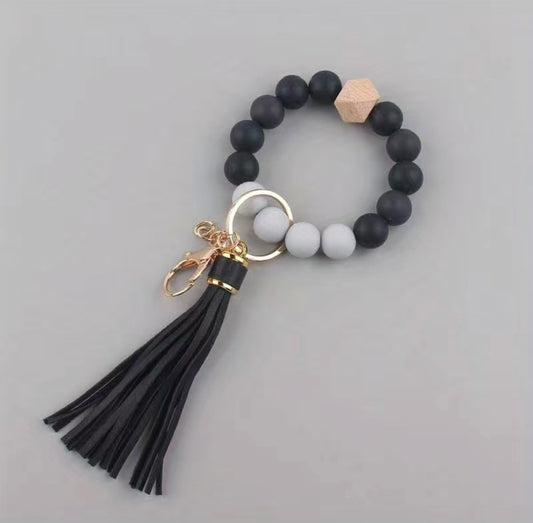 Fashion Silicone Beaded Wristlet Keychain