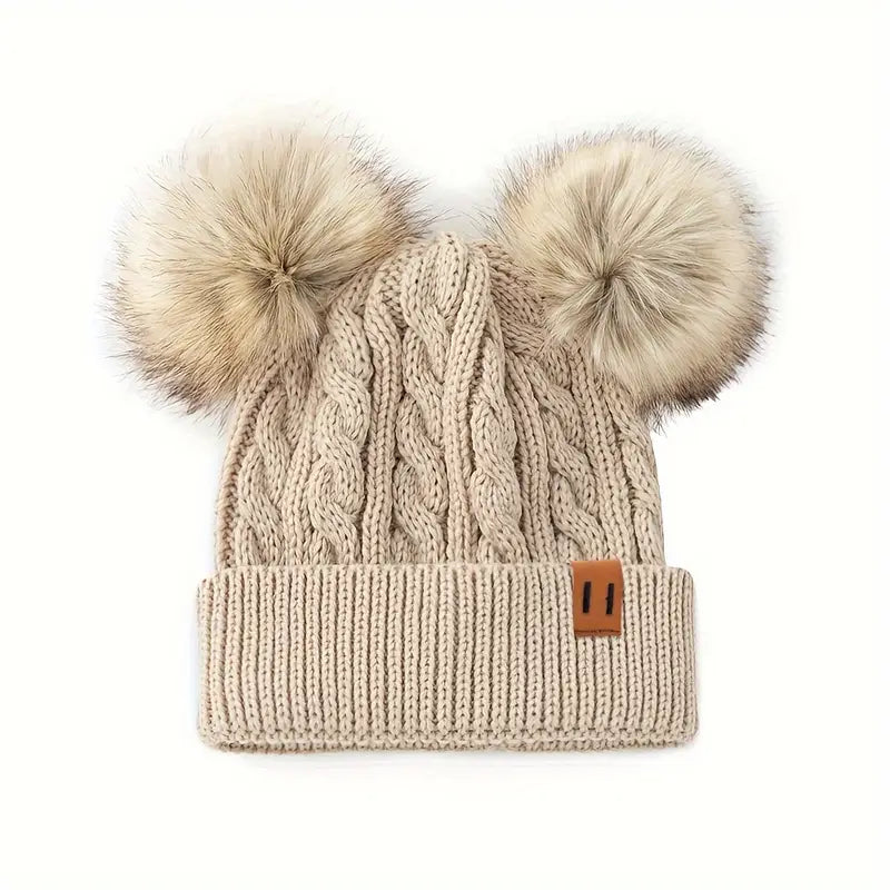 Double Pom-Pom Knit Beanie