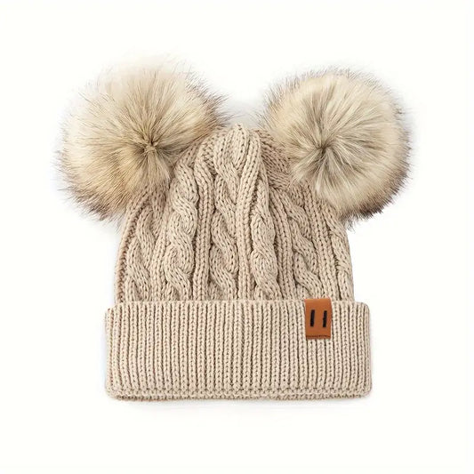 Double Pom-Pom Knit Beanie