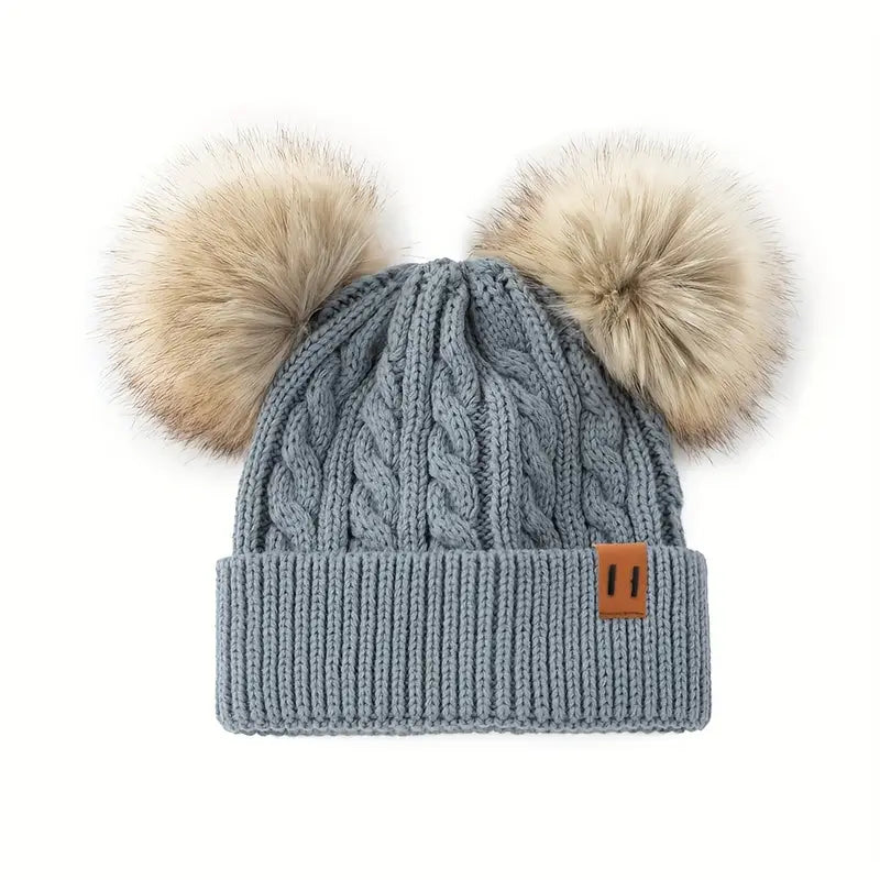 Double Pom-Pom Knit Beanie