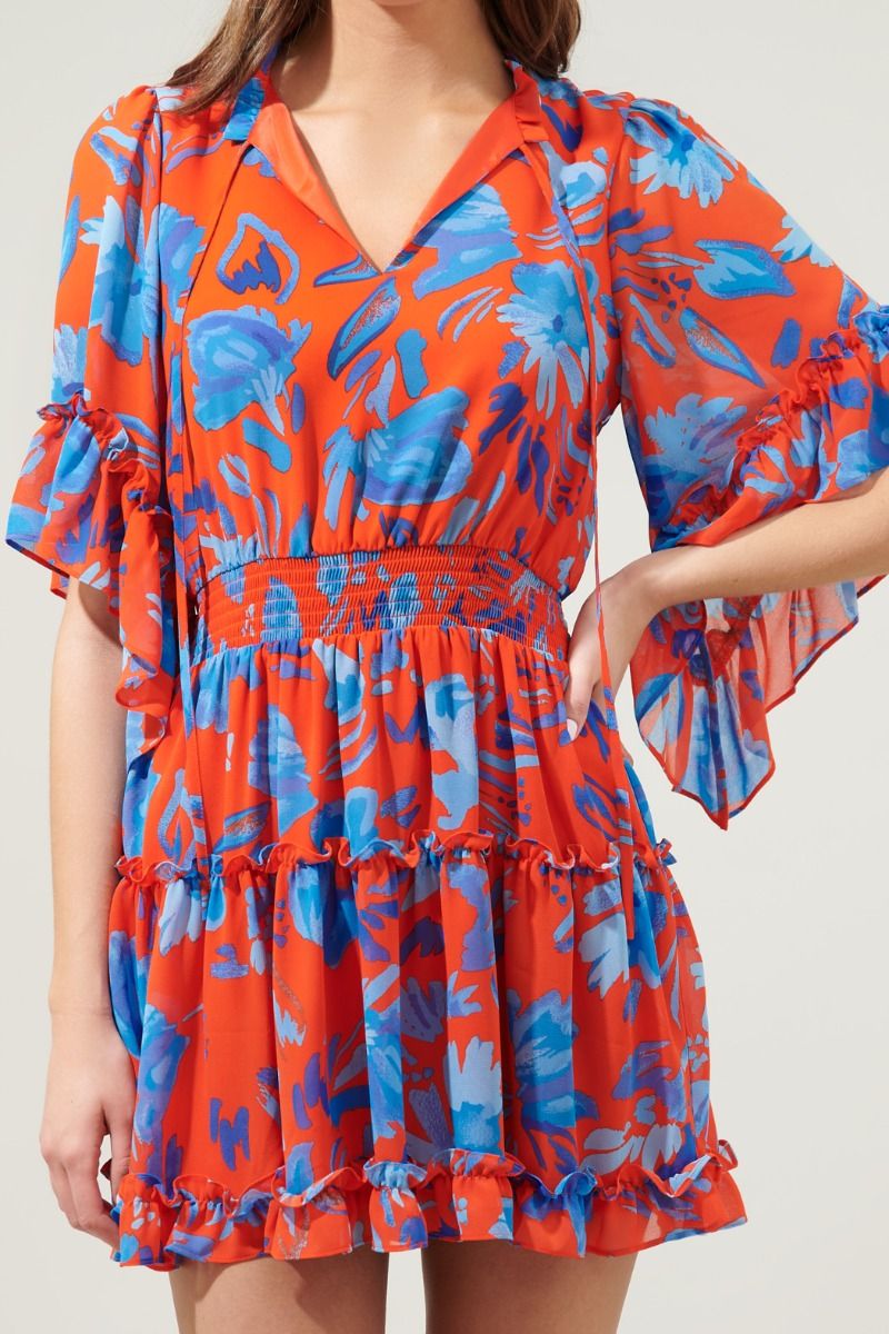 Mazie Floral Amorcito Bell Sleeve Mini Dress