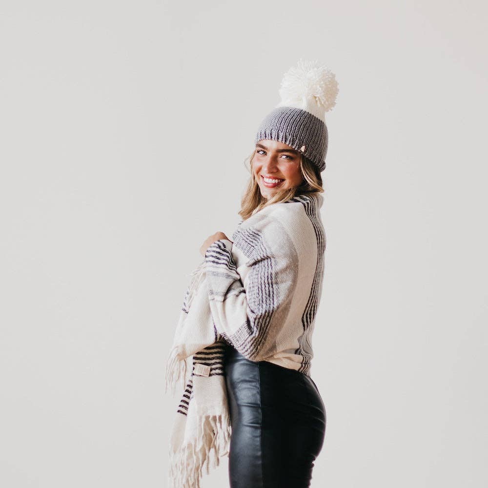 Pretty Simple Alpine Snow Beanie: Gray/White