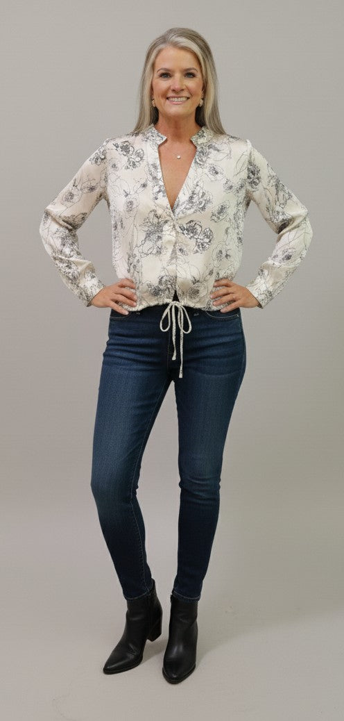 Satin Drawstring Blouse