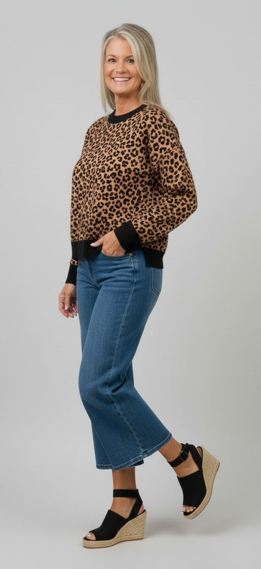 Leopard Puff Sleeve Knit