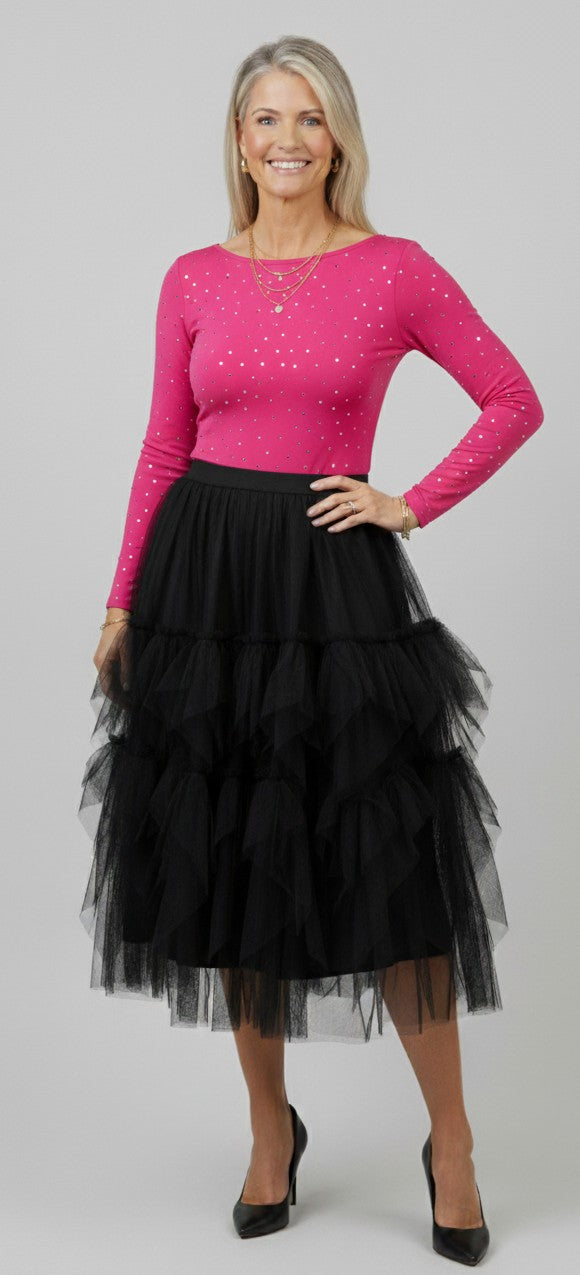 Tulle Tiered Midi Skirt