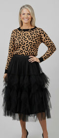 Tulle Tiered Midi Skirt
