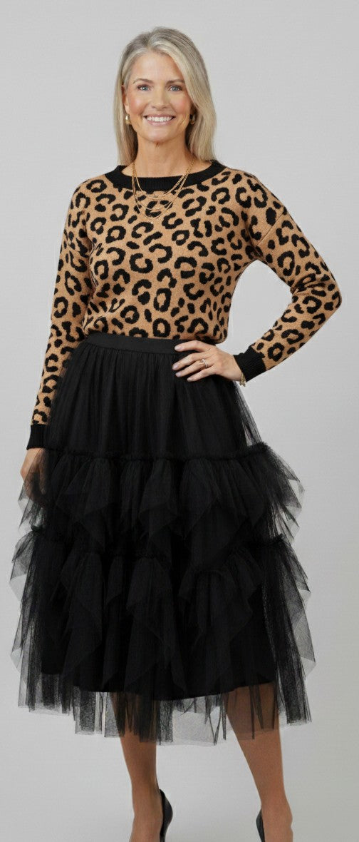Tulle Tiered Midi Skirt