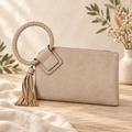 Braided Ring Handle Wristlet Clutch