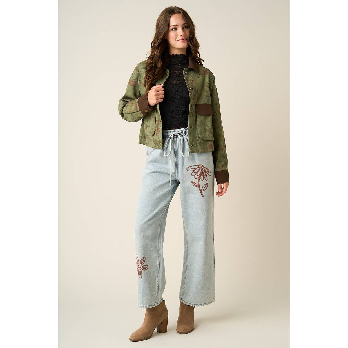 Petal Path Embroidered Jeans