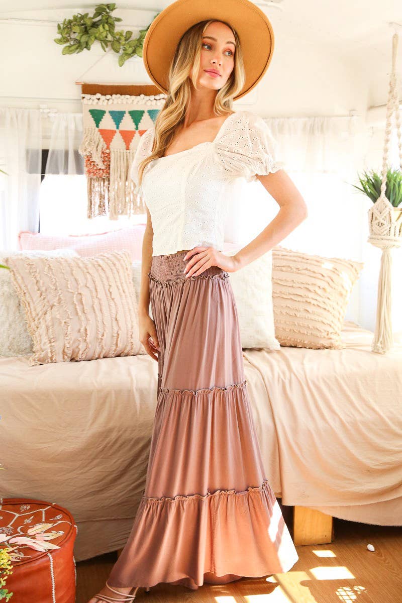 Maxi Tiered  Wide Leg Beach Palazzo Pants