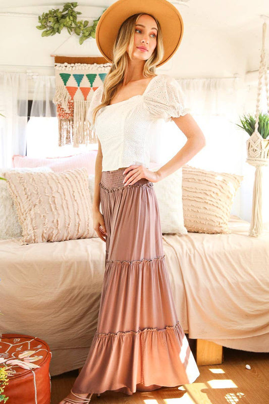 Maxi Tiered  Wide Leg Beach Palazzo Pants