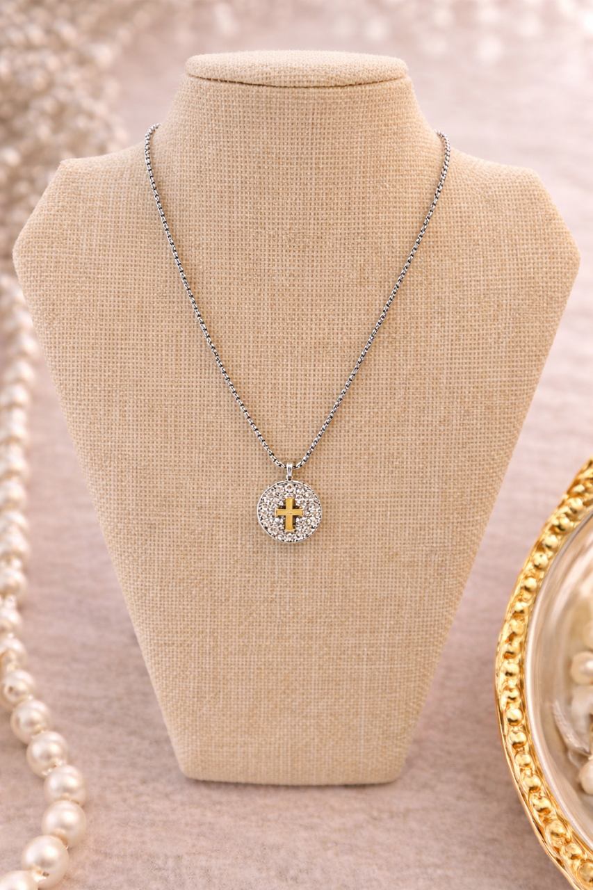 "Faithful Radiance" Pavé Cross Necklace