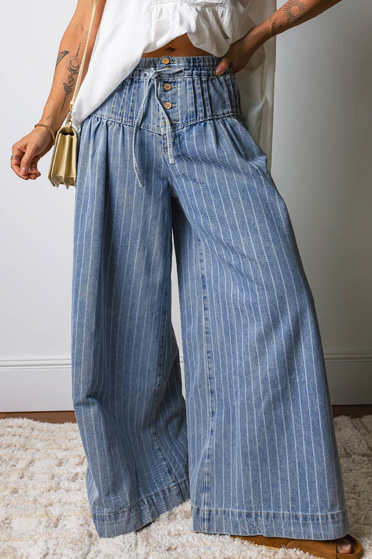 Striped Wide-Leg Jeans