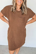 Mckenna Striped Ribbed Knit T-shirt Shift Dress