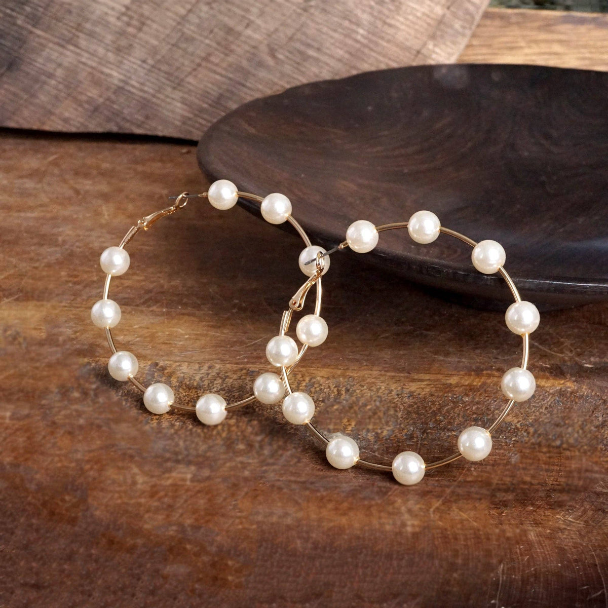 Pearl & Gold Hoop Earrings