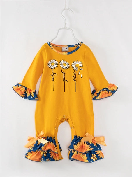 Yellow Daisy Baby Girl Ruffle Romper