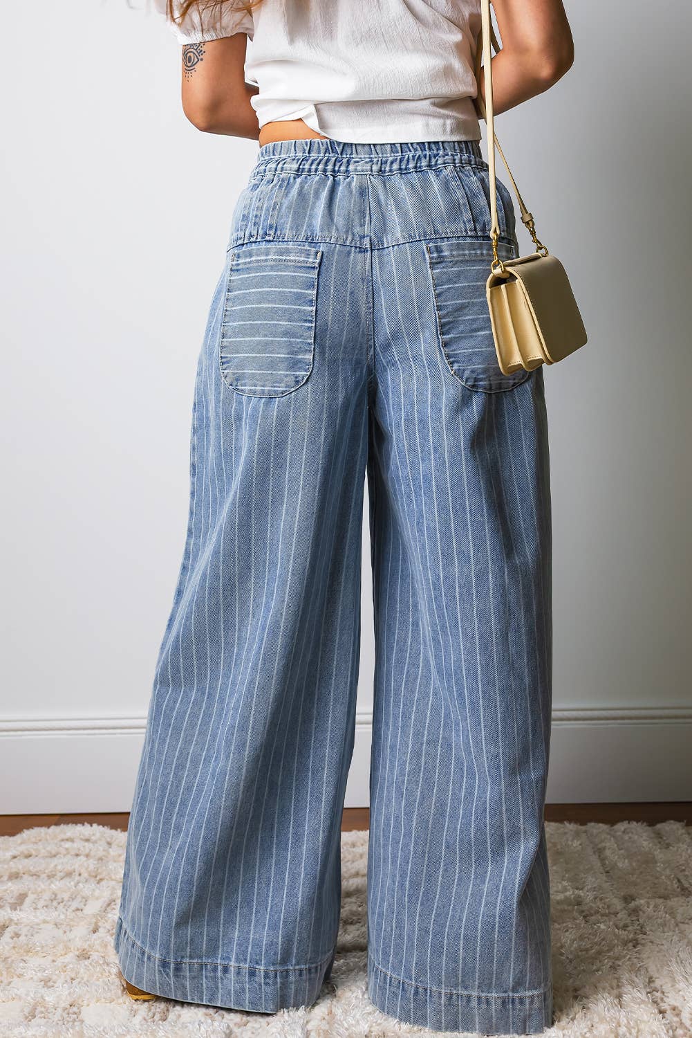 Striped Wide-Leg Jeans