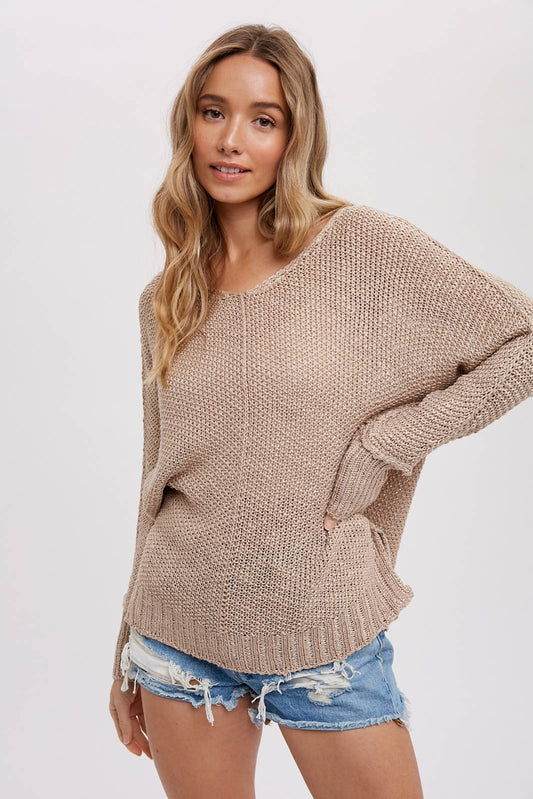 REVERSE SEAM LOOSE FIT SWEATER