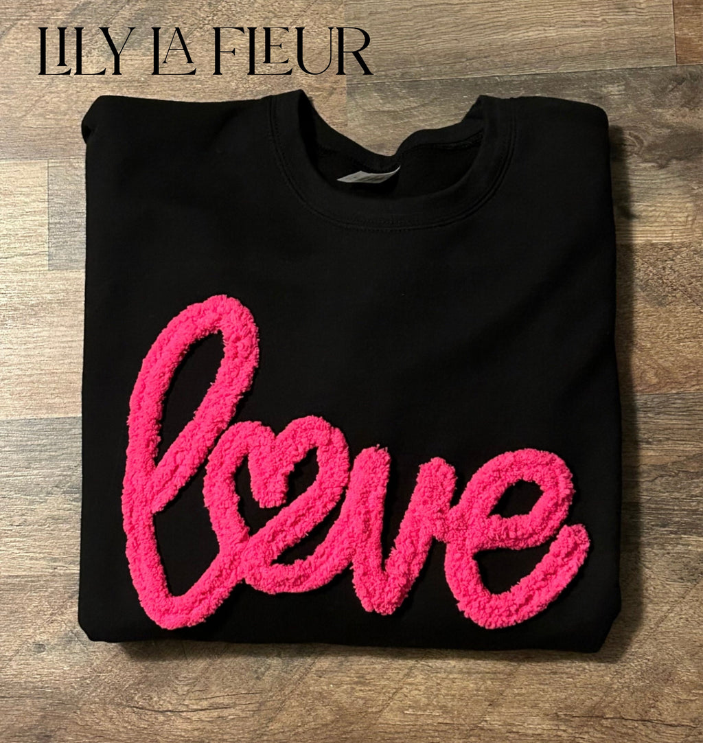 Valentine Chenille Crew - LOVE