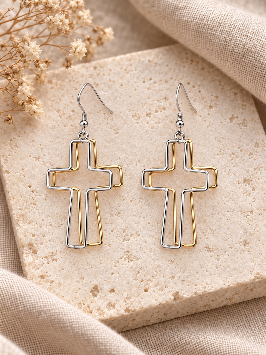 Beautifully Unbound Cross Earrings
