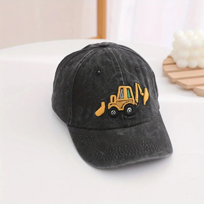 Kids Excavator Embroidered Adjustable Baseball Cap