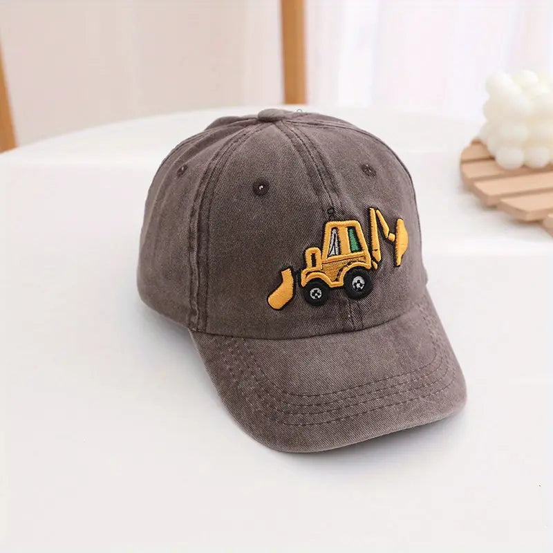 Kids Excavator Embroidered Adjustable Baseball Cap