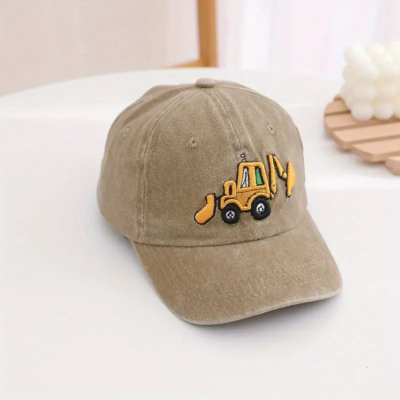 Kids Excavator Embroidered Adjustable Baseball Cap