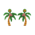 Beaded Palm Tree Dangle Earrings