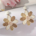 Bohemian Style Raffia Woven Flower Earrings