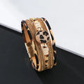Multilayer Braided Leopard Print Magnetic Button Leather Bracelet