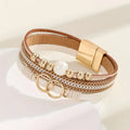 Multi-color Multi-layer Chain & Leather Combination Bracelet