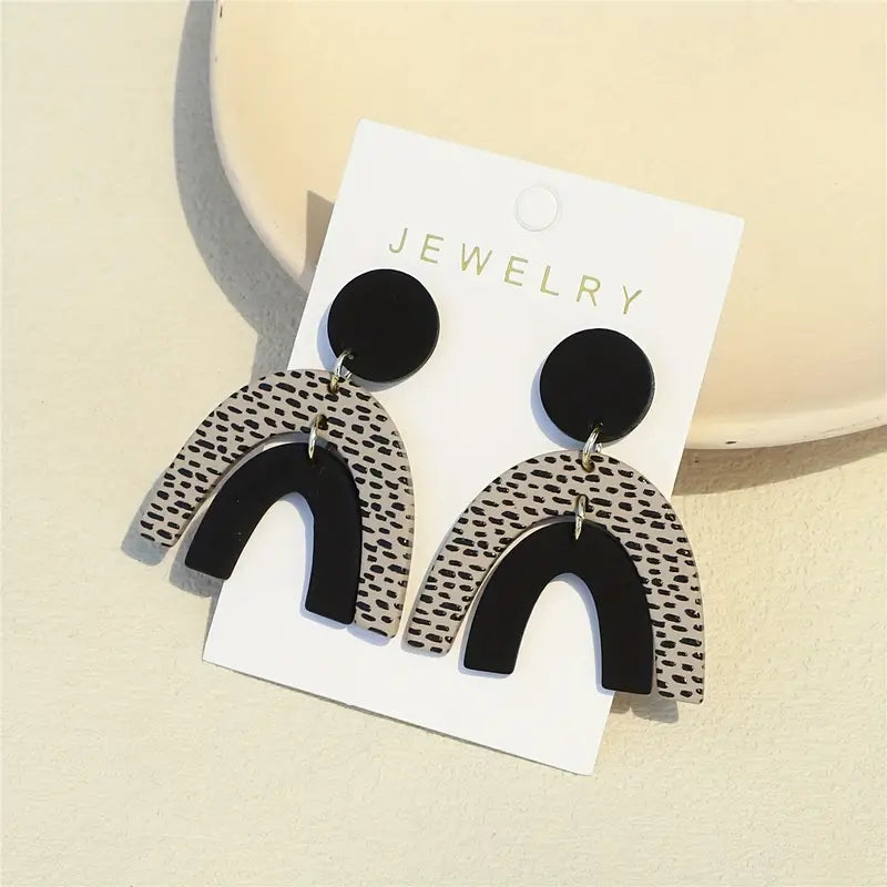 Arch Shaped With Magic Symbol Pattern Dangle Earrings