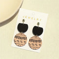 Stripe Print Round Dangle Earrings