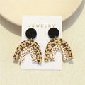 Arch Shaped Leopard Pattern Dangle Earrings